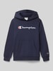 CHAMPION Hoodie met labelstitching Marineblauw