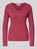 Christian Berg Woman Regular Fit Strickpullover mit V-Ausschnitt Fuchsia Melange