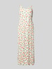 Pieces Sukienka midi z falbanami model ‘NYA’ Złamany biały