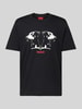 HUGO T-shirt met motief- en labelprint, model 'Dobero' Zwart