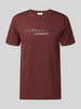 Lindbergh T-shirt met labelprint, model 'Copenhagen' Donkerrood