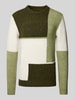 Blend Gebreide pullover met ribboorden Olijfgroen