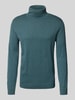 Tom Tailor Regular Fit Rollkragenpullover aus reiner Baumwolle mit Logo-Stitching Rauchblau