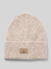 Jake*s Casual Beanie mit Motiv-Patch und Woll-Anteil Schlamm