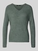 Vero Moda Regular Fit Strickpullover mit V-Ausschnitt Modell 'CREWLEFILE' Schilf