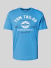 Tom Tailor Regular Fit T-Shirt aus reiner Baumwolle mit Label Print Royal