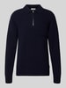 Casual Friday Strickpullover aus Woll-Mix mit Polokragen Modell 'FELIPO' Marine Melange