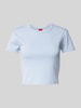 HUGO Cropped T-Shirt mit Label-Print Hellblau