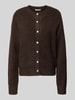 VILLA SOPHIE Gebreid jack van viscosemix, model 'LUCCAPK' Donkerbruin