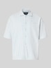 PEGADOR relaxed fit vrijetijdsoverhemd met labelstitching model 'Forno' Oceaanblauw gemêleerd