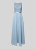 Luxuar Abendkleid mit Strasssteinbesatz Rauchblau
