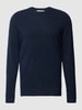 SELECTED HOMME Strickpullover mit gerippten Abschlüssen Modell 'RAI' Dunkelblau