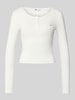Tommy Jeans Longsleeve Henley-Shirt mit Rippstruktur Offwhite