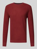 Tom Tailor Regular Fit Strickpullover mit geripptem Rundhalsausschnitt Bordeaux