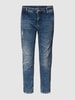 MAC Relaxed Slim Fit Jeans mit Destroyed-Effekten Modell 'Rich' Blau