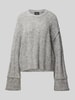 Pieces Loose Fit Strickpullover mit Wollanteil und Details an den Säumen Modell 'RUBBLE' Hellgrau