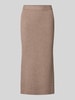 Christian Berg Woman Midirok van viscosemix met riblook Middenbruin gemêleerd