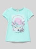 s.Oliver RED LABEL Ausgestelltes T-Shirt mit Glitzerprint Aqua