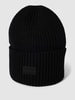 MOSS COPENHAGEN Beanie met labelpatch, model 'Kara' Zwart