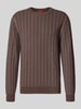 HUGO Pullover mit strukturierter Strickoptik Modell 'Simond' Dunkelbraun