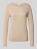 Christian Berg Woman Strickpullover mit Zopfmuster Mud Melange