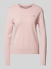 Tommy Hilfiger Strickpullover mit Logo-Stitching Rosa