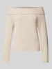 Noisy May Gebreide pullover met carmenhals, model 'LIMA' Beige