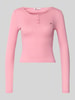 Tommy Jeans Longsleeve Henley-Shirt mit Rippstruktur Pink