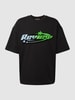 REVIEW Oversized T-shirt met labelprint Zwart