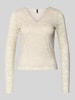 Vero Moda Slim fit shirt met lange mouwen in kantlook, model 'IBEN' Ecru