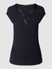 comma T-shirt in effen design van viscose Marineblauw