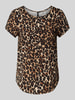 Vero Moda Regular fit blousetop met ronde hals, model 'BELLA' Chocoladebruin