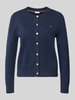 Tommy Hilfiger regular fit gebreid jack van katoenmix met gouden knopen Marineblauw