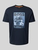 BOSS Orange T-Shirt mit Label- und Motiv-Print Modell 'mextour' Dunkelblau