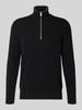 Marc O'Polo Regular Fit Troyer Baumwoll-Schurwoll-Mix Black