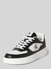 Calvin Klein Jeans Leren sneakers met labeldetail, model 'CHUNKY CUPSOLE MIX IN MET' Zwart