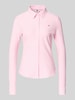 Tommy Hilfiger Slim Fit overhemdblouse van katoenmix Rosé