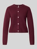 PIECES Strickjacke mit Woll-Anteil Modell 'SILLY' Bordeaux Melange