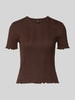 ONLY Slim Fit T-Shirt aus Baumwoll-Mix Modell 'TENNA' Schoko