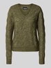 Pieces Regular Fit Strickpullover mit Fallmaschenmuster Modell 'BIBBI' Dunkelgruen