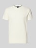 LERROS T-Shirt mit Strukturmuster und Logo-Stitching Weiss