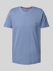 Christian Berg Men T-shirt met labelstitching Jeansblauw