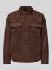 Only & Sons Regular Fit Jacke in Velourslederoptik mit Brustpattentaschen Modell 'RAVI' Dunkelbraun