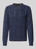 Lerros Gebreide pullover met ribboorden Donkerblauw