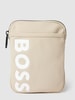 BOSS Schoudertas met labelprint, model 'Catch_Phone pouch' Beige