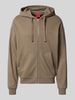 HUGO Relaxed Fit Sweatjacke aus reiner Baumwolle Modell 'DAPOZIP' Mittelgrau