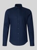 Jake*s Slim fit zakelijk overhemd van katoen met kentkraag Marineblauw