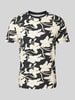 Lindbergh T-shirt met all-over motief, model 'desert flower' Zwart