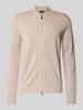 Christian Berg Men Slim Fit Strickjacke mit Stehkragen Sand Melange
