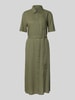 Pieces Tailliertes Freizeitkleid aus Viskose-Leinen-Mix Modell 'PIA' Khaki